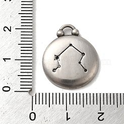 304ステンレスペンダント  フラットラウンド、星座チャーム付き  アンティークシルバー  天秤座  20.5x17x3mm  穴：2.5x2mm&nbsp;STAS-L022-306AS-07