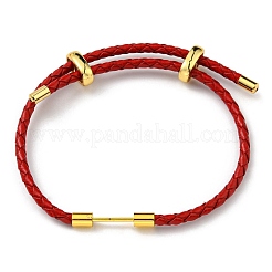 Brass Column Bar Link Bracelet with Leather Cords&nbsp;BJEW-G675-05G