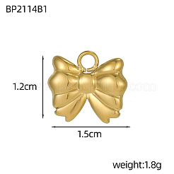 Bowknot Charms 304 Stainless Steel Pendants&nbsp;STAS-OY004-38G