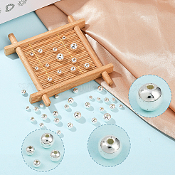 1300個 4スタイル CCB プラスチックビーズセット  ラウンド  銀  4~8mm  穴：1.2~2mm&nbsp;CCB-PA0001-02S