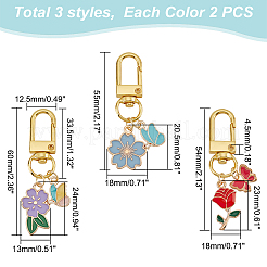 2 Sets Alloy Enamel Flower & Butterfly Pendant Decorations&nbsp;HJEW-WR0001-01