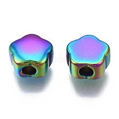 ラックメッキレインボーカラー304ステンレススチールビーズ  カドミウムフリー＆ニッケルフリー＆鉛フリー  花  10x10x5.5mm  穴：2.5mm&nbsp;STAS-S119-085