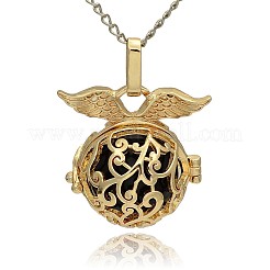 Golden Tone Brass Hollow Round Cage Pendants&nbsp;KK-J230-01G