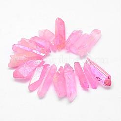 電気メッキ天然石クオーツクリスタルビーズ連売り  ナゲット  染め  16~36x5~8x5~8mm  穴：1mm  約10~12個/連  4インチ&nbsp;G-G896-03