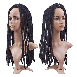 ドレッドロック拡張  ツイスト編みヘアヒッピーかぎ針編み三つ編み用  耐熱高温繊維  ブラック  20インチ（50.8cm）/連  24連売り/ pc&nbsp;LS-OHAR-G005-13A