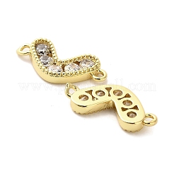 Brass Pave Clear Cubic Zirconia Heart Connector Charms&nbsp;KK-M324-11G