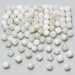 1連売り天然レインボームーンストーンビーズ連売り  多面カット  キューブ  4x4x4mm  穴：0.8mm&nbsp;G-NB0005-73