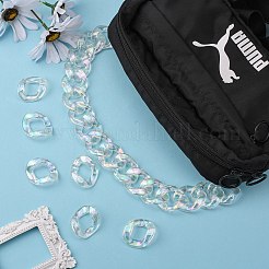 透明アクリルリンキングリング  クイックリンクコネクター  カーブチェーン製造用  ABカラー  ツイスト  クリアAB  40x33x11mm  内径：22x18mm&nbsp;PACR-N010-038A-01