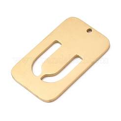 304ステンレスペンダント  文字の長方形  イオンプレーティング（ip）  18KGP本金メッキ  U字  33x20x1.5mm  穴：1.8mm&nbsp;STAS-D200-01U-G