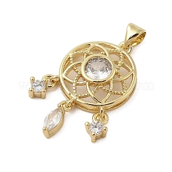 Woven Net Rack Plating Brass with Cubic Zirconia Pendants&nbsp;KK-Z074-42G