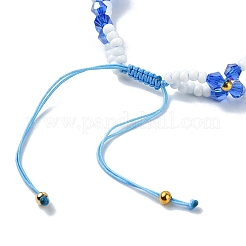 Woven Glass Flower Adjustable Braided Bead Bracelets for Women&nbsp;BJEW-MZ00100-04