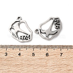 合金のチベット風チャーム  鉛フリー＆カドミウムフリー  鳥  アンティークシルバー  20x18x1.5mm  穴：1.2mm&nbsp;PALLOY-R154-03AS