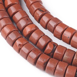 天然石レッドジャスパービーズ連売り  ヒシビーズ  フラットラウンド/ディスク  4.5x2.5mm  穴：0.8mm  約160個/連  15.7インチ（40cm）&nbsp;G-L528-09