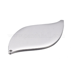 変色しない304ステンレススチールペンダント  空白タグのスタンプ  葉  ステンレス鋼色  40x21x1mm  穴：1.2mm&nbsp;STAS-F254-14B-P