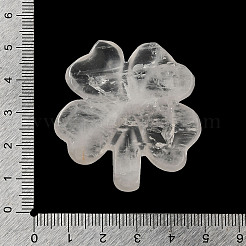 天然水晶彫刻のクローバーの置物、自宅、オフィス、卓上、風水の装飾品  45.5x43.5x8mm&nbsp;DJEW-G044-01E