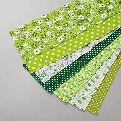 キルティングや裁縫用の花柄コットンストリップ生地  黄緑  1000x100x0.2mm  7個/セット&nbsp;FIND-SZC0009-13E