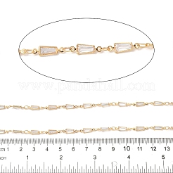 手作りの真鍮リンクチェーン  ガラスビーズ  ハンダ付け  スプールで  透明  3.5x2.5x0.2mmと11.5x3.5x1.5mm  約16.40フィート（5m）/ロール&nbsp;CHC-E028-11G-02