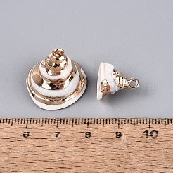 電気メッキ天然貝殻ペンダント  貝殻の形のチャーム  鉄製のループと真鍮製の金具付き  フローラルホワイト  ライトゴールド  11~21x11~22x11~22mm  穴：1.2~1.8mm&nbsp;SSHEL-Q100-07KCG