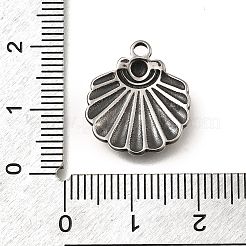 レトロな304ステンレススチールペンダント  貝殻の形のチャーム  アンティークシルバー  18x16x2.5mm  穴：1.8mm&nbsp;STAS-L284-13AS
