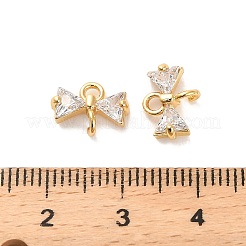 Brass Cubic Zirconia Connector Charms&nbsp;KK-D300-10G