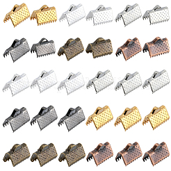 280色のリボンカシメエンドパーツ6個  ミックスカラー  10x7mm  穴：2mm&nbsp;IFIN-CP0002-98