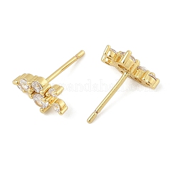 Brass Micro Pave Clear Cubic Zirconia Stud Earrings&nbsp;EJEW-R016-26G-16