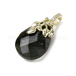 Natural Labradorite Faceted Teardrop Pendants&nbsp;KK-D021-03F-G