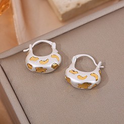 女性のための真鍮のフープピアス  ヒョウ柄のバッグ  ゴールデン＆シルバー  15mm&nbsp;WG9F1FC-01
