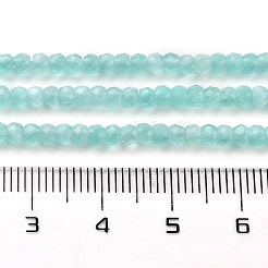 キャッツアイビーズ連売り  多面カット  ロンデル  ミディアムターコイズ  3x2.5mm  穴：0.6mm  約153個/連  14.17''（36センチメートル）&nbsp;CE-G009-01L