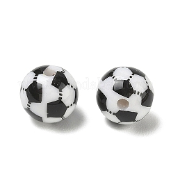 スポーツ用不透明アクリルビーズ  サッカー  ミックスカラー  12mm  穴：2.2mm&nbsp;AC-CBAC27C-02