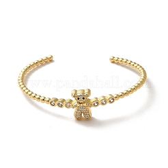 Cubic Zirconia Bear Open Cuff Bangle&nbsp;BJEW-M231-04G