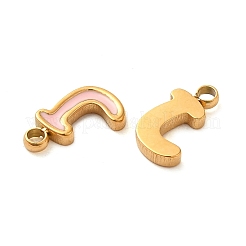 304ステンレススチールエナメルチャーム  14KGP本金メッキ  文字L  文字J  8x5x1.3mm  穴：1.2mm&nbsp;STAS-L022-292G-J