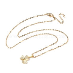Brass Micro Pave Clear Cubic Zirconia Pendant 304 Stainless Steel Chain Necklaces for Women&nbsp;NJEW-D341-12B-G