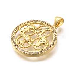 Rack Plating Brass Micro Pave Cubic Zirconia Pendants&nbsp;KK-L226-021G