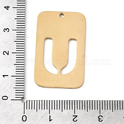 304ステンレスペンダント  文字の長方形  イオンプレーティング（ip）  18KGP本金メッキ  U字  33x20x1.5mm  穴：1.8mm&nbsp;STAS-D200-01U-G