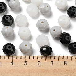 ガラスビーズ  多面カット  ロンデル  ブラック  10x8mm  穴：1mm  約51個/46g&nbsp;LS-EGLA-A034-SM10mm-48