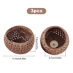 ココナッツシェルキャンドルカップをくり抜く  ラウンド  ダークチソウ  11.5x7.8cm  内径：9.7x9.4のCM&nbsp;DIY-WH0260-82