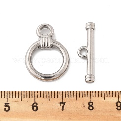 304ステンレススチールトグル留め具  リング  ステンレス鋼色  リング：23x16.5x3mm  バー：6x24x2mm  穴：3.5mm&nbsp;STAS-B081-01P