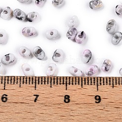 ツートンカラーのベーキングペイントガラスシードビーズ  丸い穴  ピーナッツ  ライトグレー  4.5x2.5x2.5mm  穴：1mm  約4500個/ポンド&nbsp;SEED-C003-01O