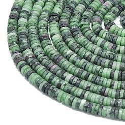 天然石ルビーインゾイサイトビーズ連売り  艶消し  ディスクビーズ  ヒシビーズ  4x1.5mm  穴：0.8mm  約239~241個/連  15.35インチ（39cm）&nbsp;G-P575-B29-4x1mm