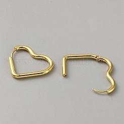 304ステンレススチールフープピアス  ハート  ゴールドカラー  23x28x2.5mm&nbsp;EJEW-WH0018-57A-G