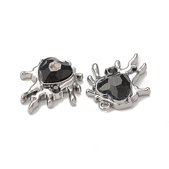 合金ガラスペンダント  ガンメタ色  ハートチャーム  ブラック  24.5x20.5x6mm  穴：1.6mm&nbsp;PALLOY-P291-13B-02
