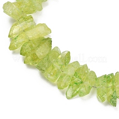 天然石クラッククオーツビーズ連売り  染め  ナゲット  黄緑  13~31x7~12x7~12mm  穴：1.2mm  約52~53個/連  15.75''~15.94''（40~40.5センチメートル）&nbsp;G-R012-B06-08