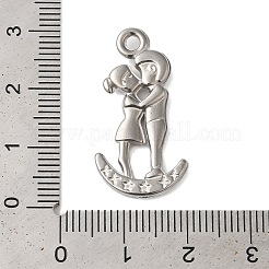 変色しない304ステンレススチールペンダント  カップルの魅力  ステンレス鋼色  29x15x4mm  穴：1.6mm&nbsp;STAS-N103-36P