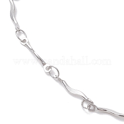 304ステンレススチールウェーブリンクバーチェーンアンクレット女性用  ステンレス鋼色  9-1/8インチ（23cm）&nbsp;AJEW-AN00627