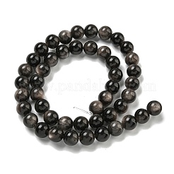 天然銀黒曜石ビーズ連売り  ラウンド  10mm  穴：1mm  約39個/連  14.96''（38センチメートル）&nbsp;G-S150-20A-10MM