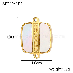 長方形304ステンレス鋼シェルリンクコネクター  イオンプレーティング（ip）  14KGP本金メッキ  ホワイト  13x10mm&nbsp;STAS-OY004-60G