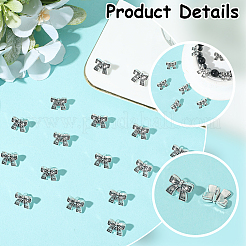 合金スペーサービーズ120個。  蝶結び  アンティークシルバー  9x11x7mm  穴：3mm&nbsp;FIND-SC0017-97