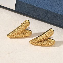 女性用304ステンレススチールスタッドピアス  ハート  イオンプレーティング（ip）  ゴールドカラー  27.5x18.5mm&nbsp;EJEW-K333-12G