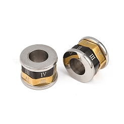 回転可能な201個のステンレススチールビーズ  大穴ビーズ  ローマ数字の列  ミックスカラー  16x12mm  穴：8.5mm&nbsp;STAS-F339-03